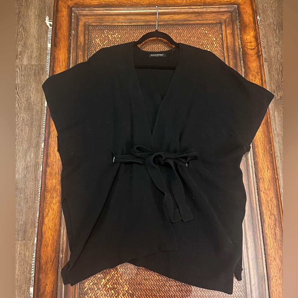 Banana Republic Black Women's Poncho Sweater with Tie Waist